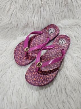 Tory Burch Pink Logo Flip Flop Sandals Sz 7